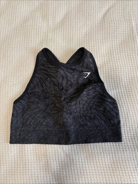 Gymshark Black High-Neck Patterned Sports Bra